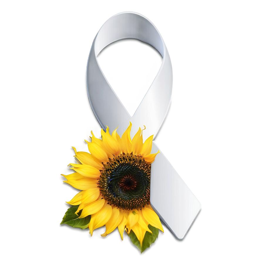 Lung Cancer Ribbon With Sunflower Png Jot PNG Image