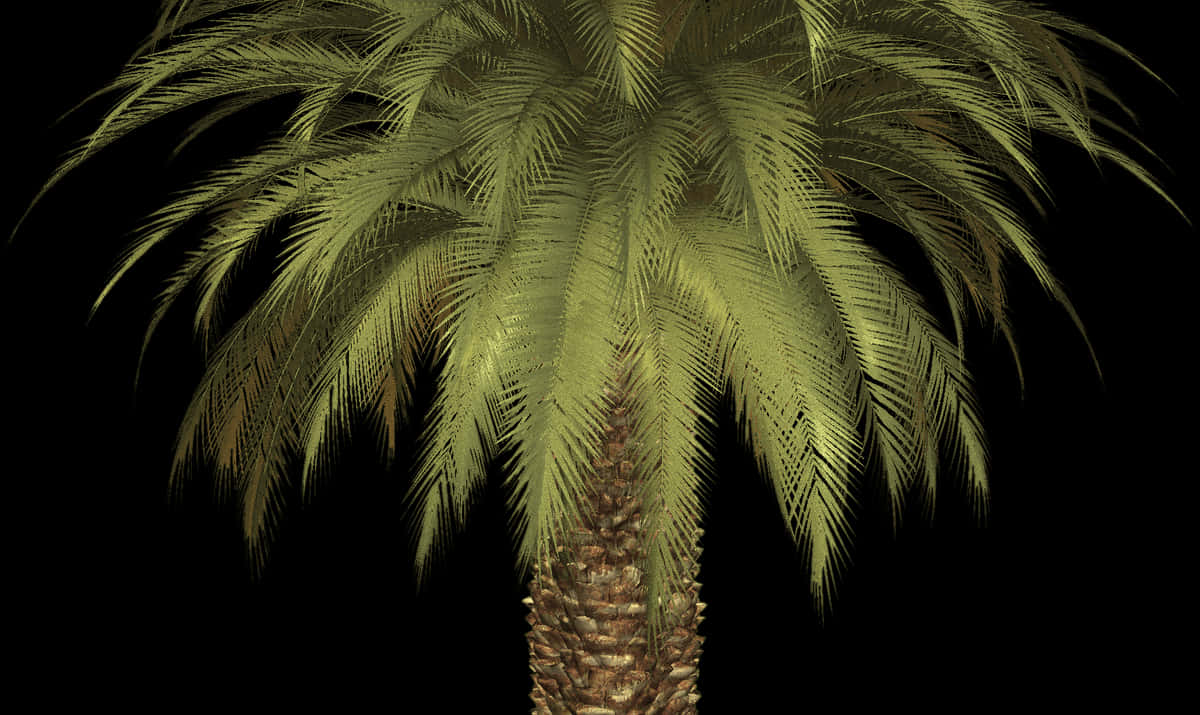 Lush Palm Tree Against Dark Background.jpg PNG Image