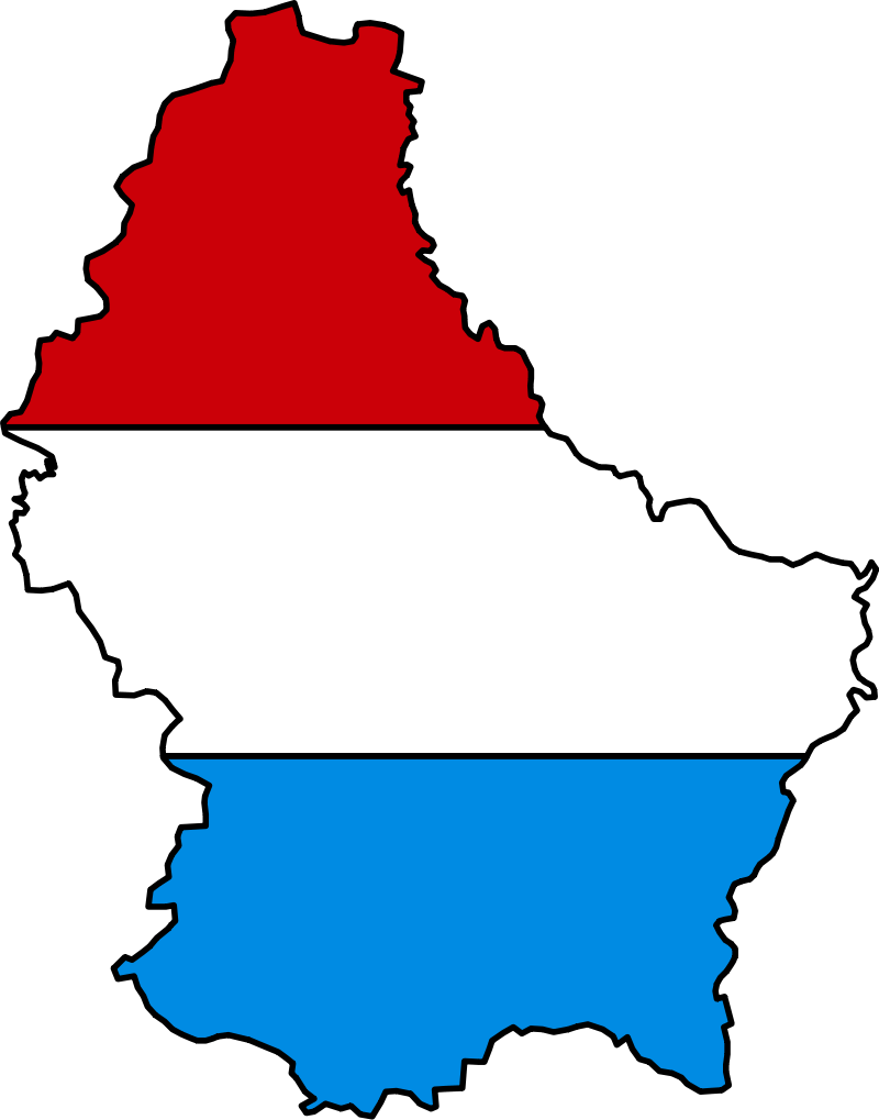 Luxembourg Map Outline Flag Colors PNG Image