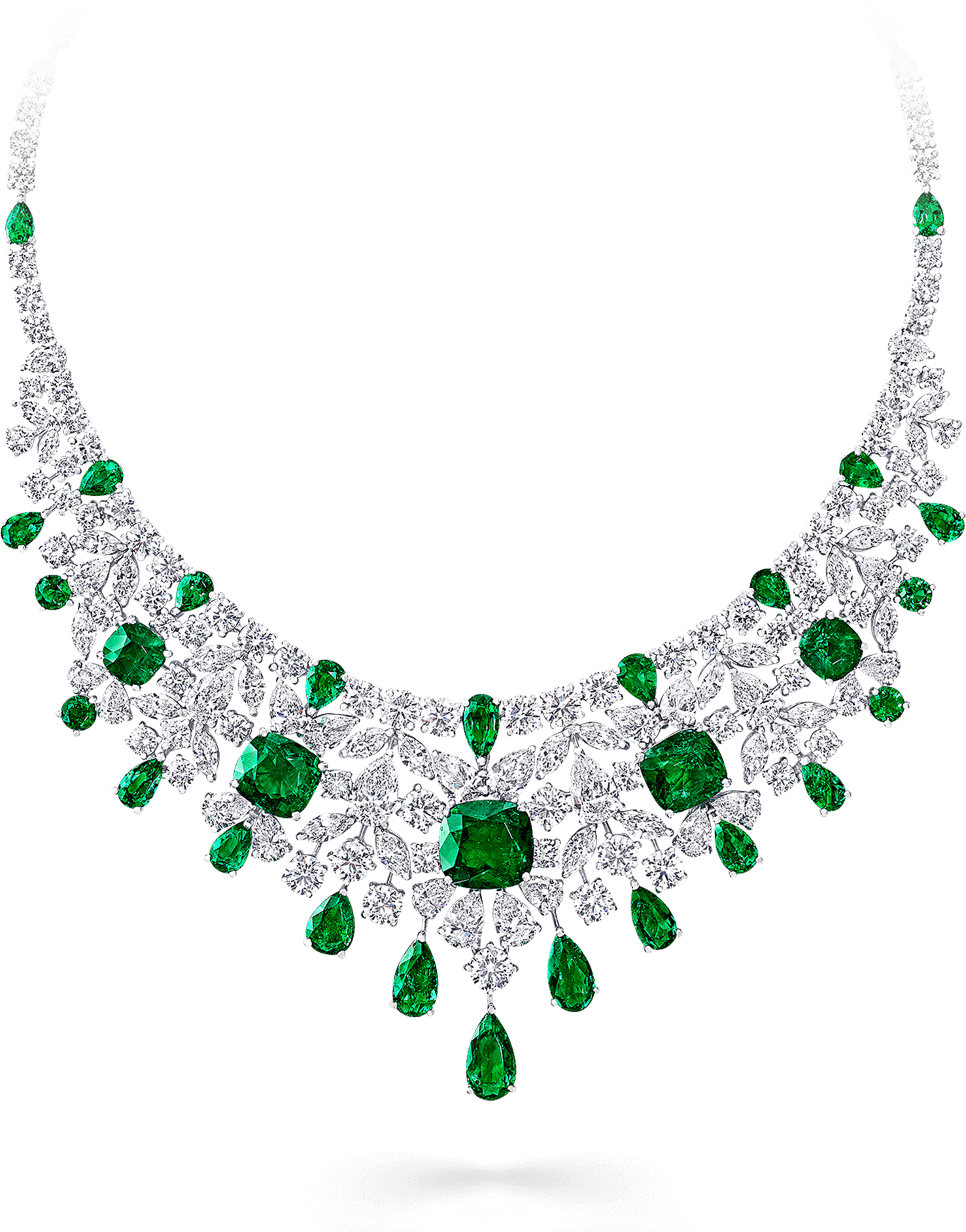 Luxurious Emerald Diamond Necklace PNG Image