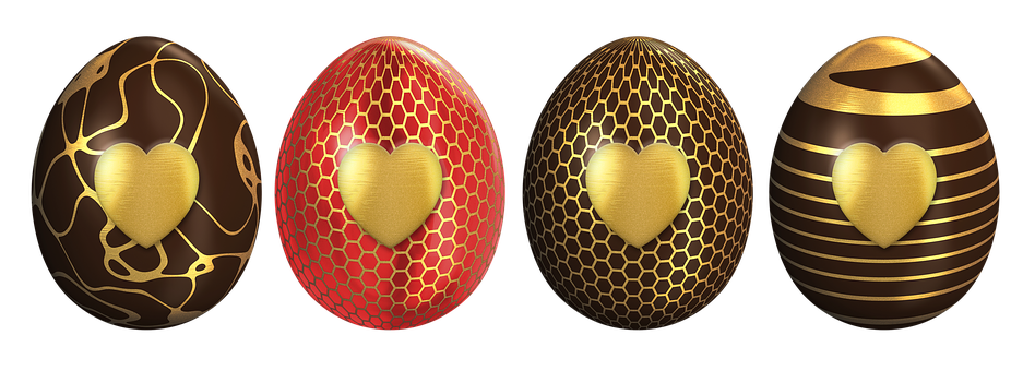 Luxurious Golden Easter Eggs PNG Image