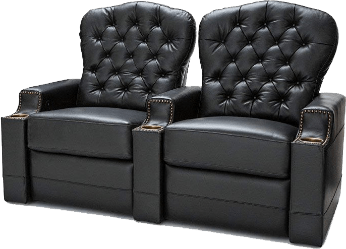 Luxury Black Leather Home Theater Seating PNG Image