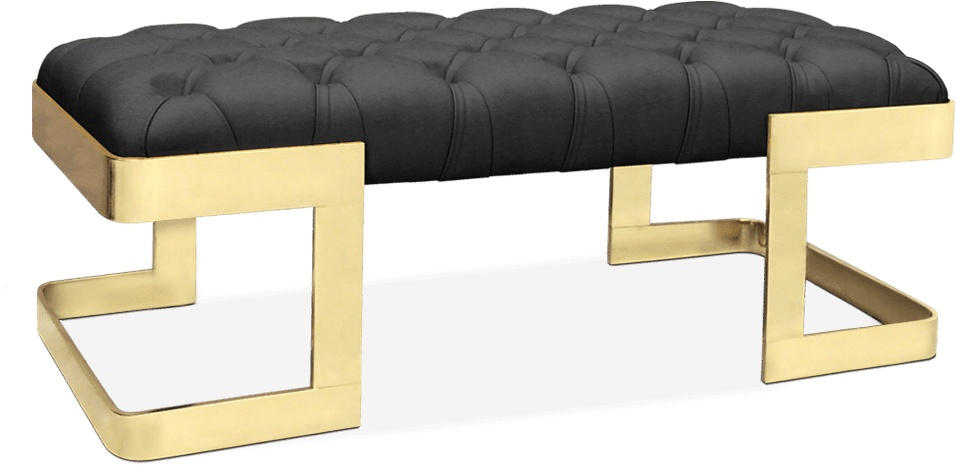 Luxury Black Tufted Benchwith Gold Frame.png PNG Image