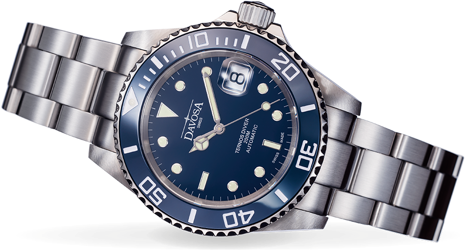 Luxury Diver Watch Blue Dial PNG Image