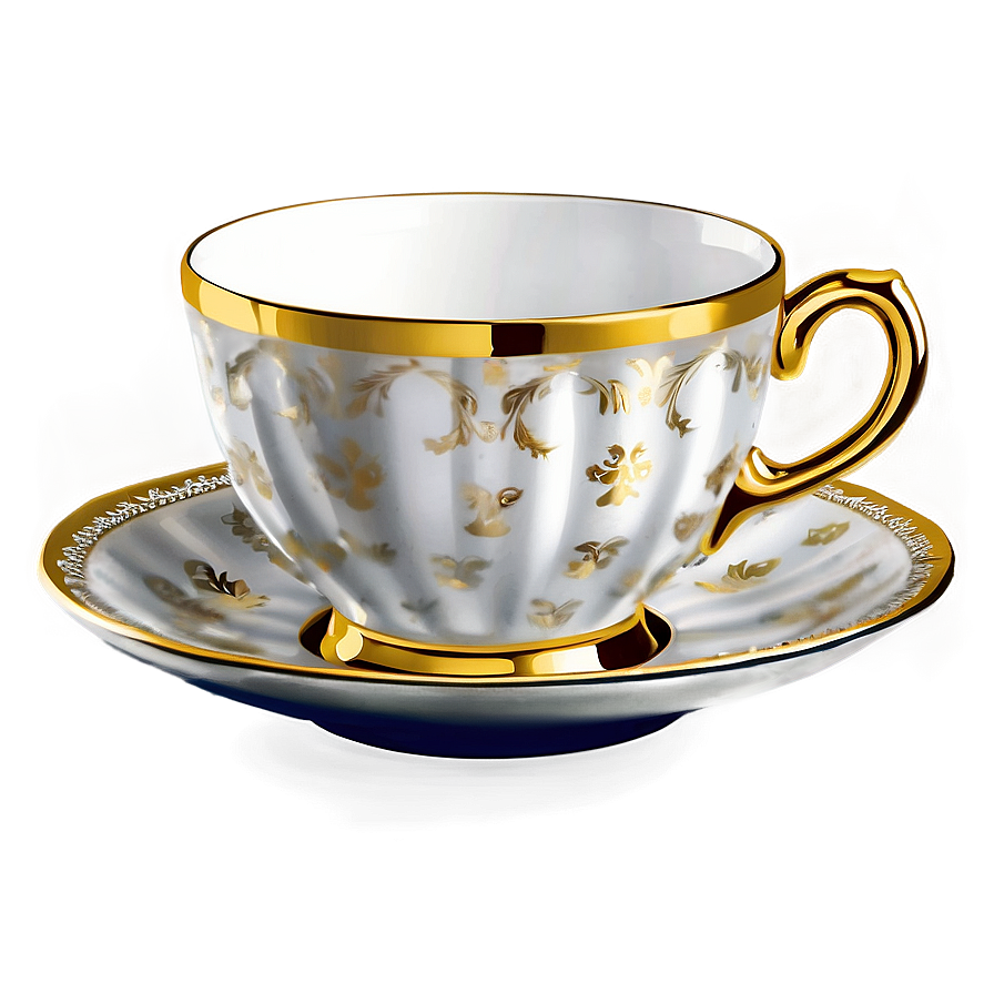 Luxury Gold Rimmed Tea Cup Png Upe PNG Image