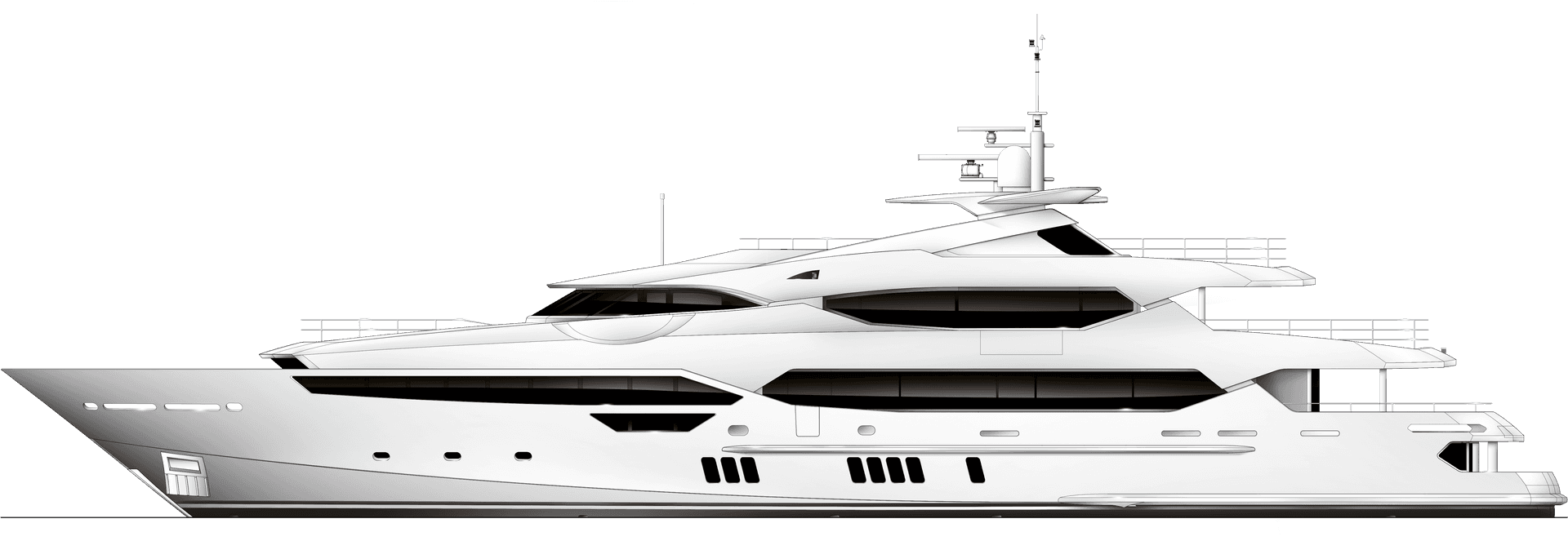 Luxury Yacht Side Profile PNG Image