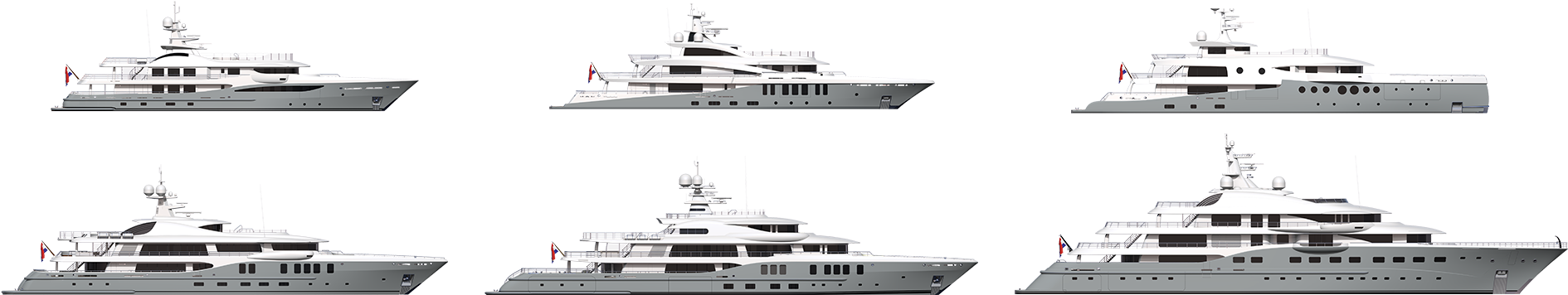 Luxury Yachts Side View Comparison PNG Image