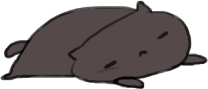 Lying Down Kawaii Cat Cartoon PNG Image