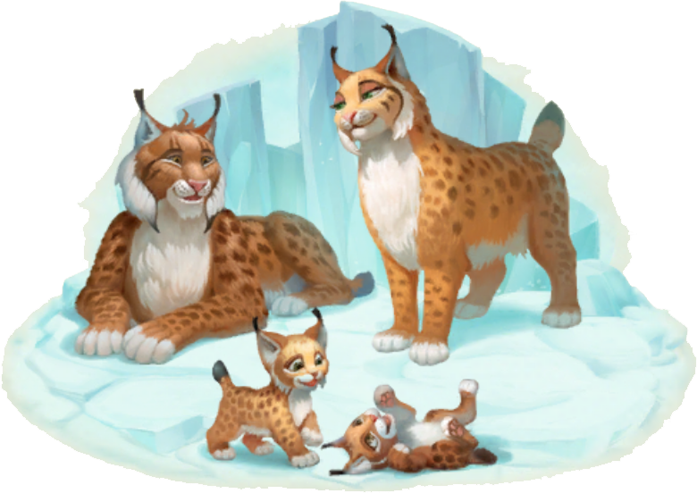 Lynx Family Illustration PNG Image