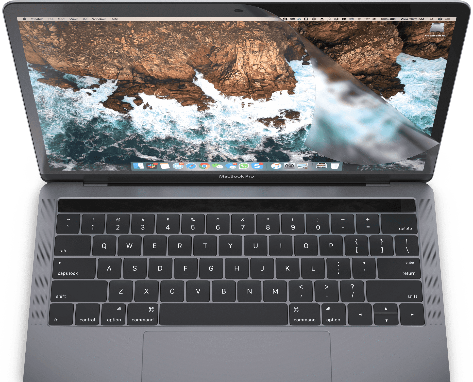 Mac Book Pro Open On Desk PNG Image