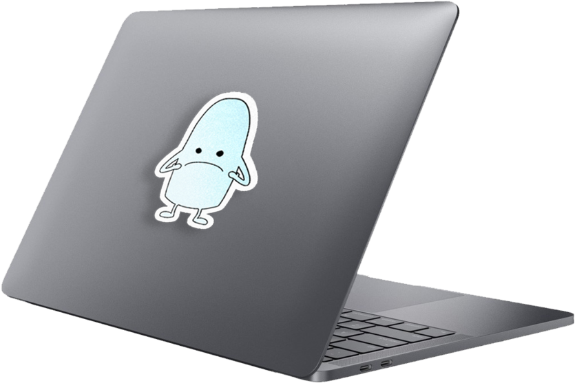 Mac Bookwith Cartoon Sticker PNG Image