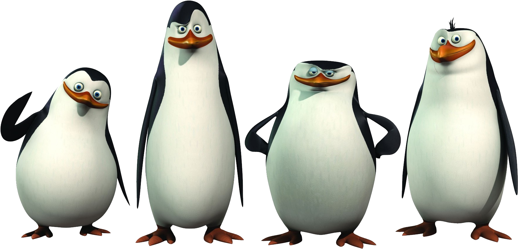 Madagascar Penguins Character Lineup PNG Image