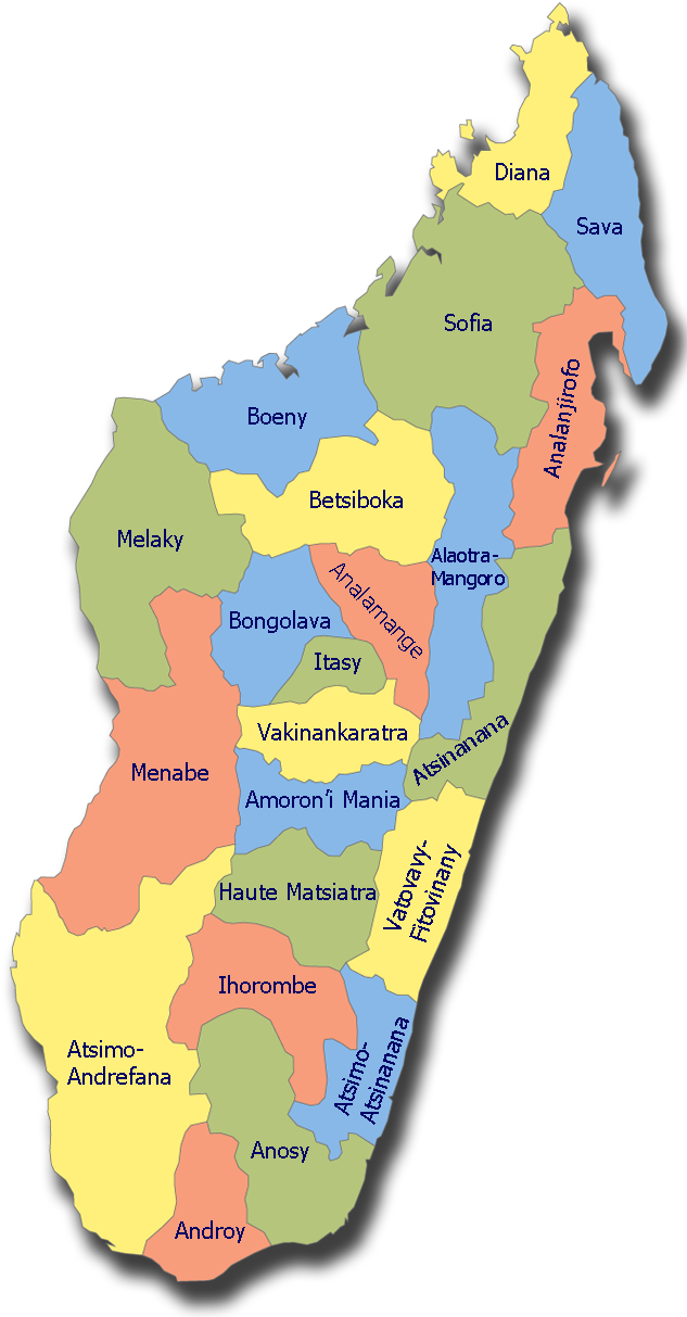 Madagascar Regions Map PNG Image