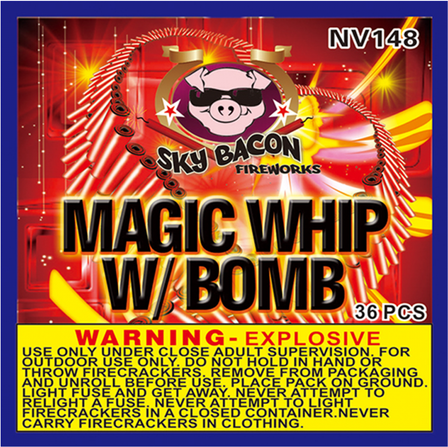 Magic Whip With Bomb Firecracker Packaging PNG Image