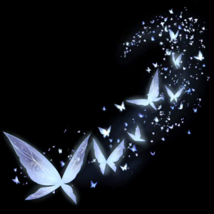 Magical Blue Butterflies Swirl PNG Image