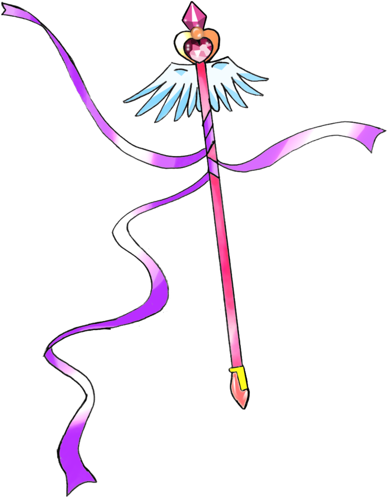 Magical Heart Wand Illustration PNG Image