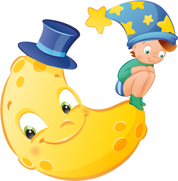 Magical Moonand Child Illustration PNG Image