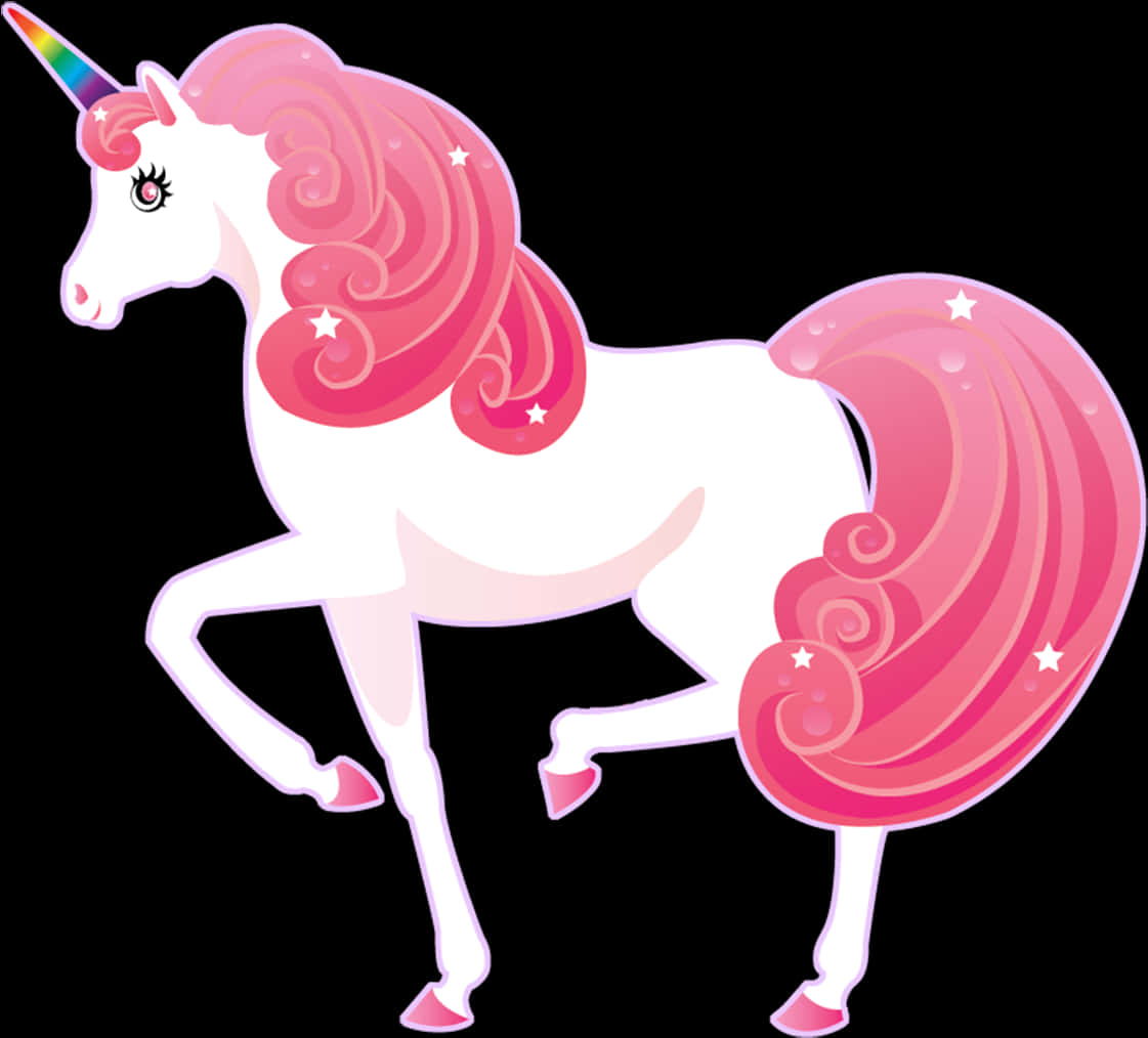 Magical Pink Unicorn PNG Image