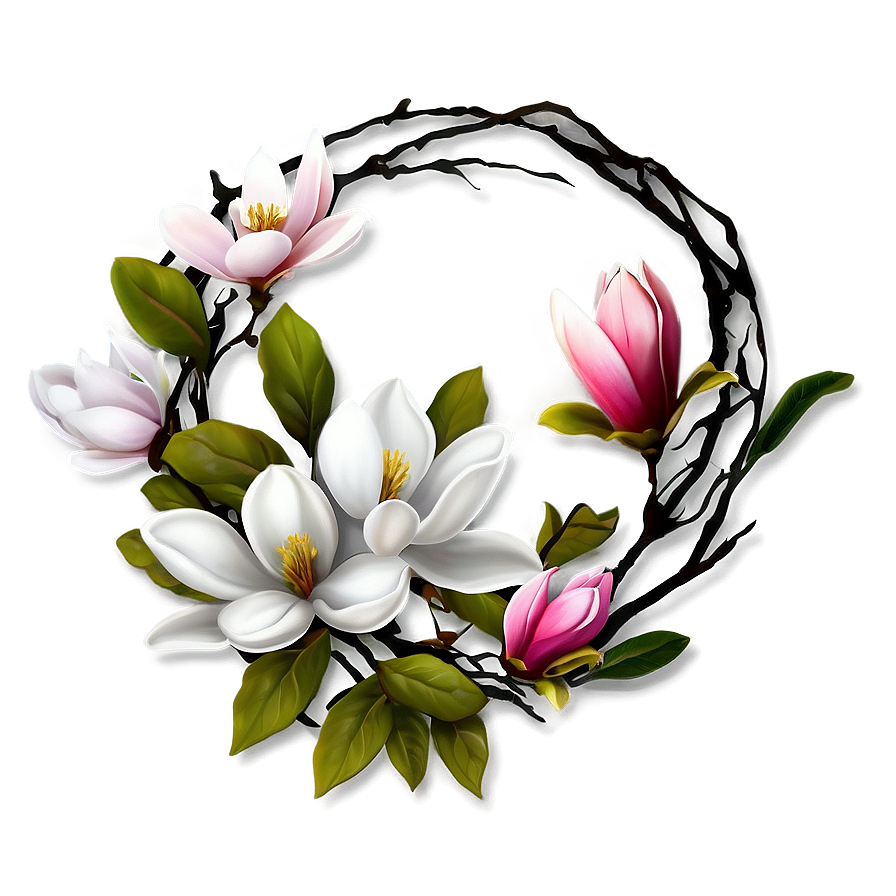 Magnolia Flower Circle Png Lqx93 PNG Image