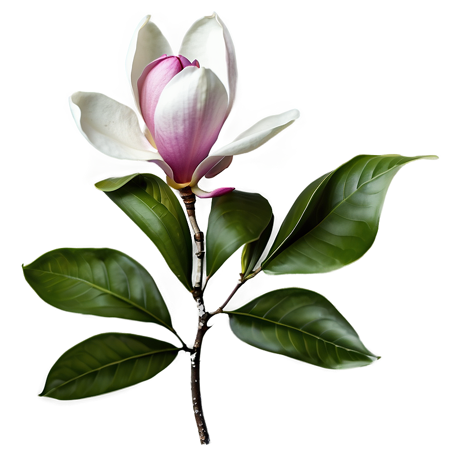 Magnolia Flower With Leaves Png Jpv PNG Image