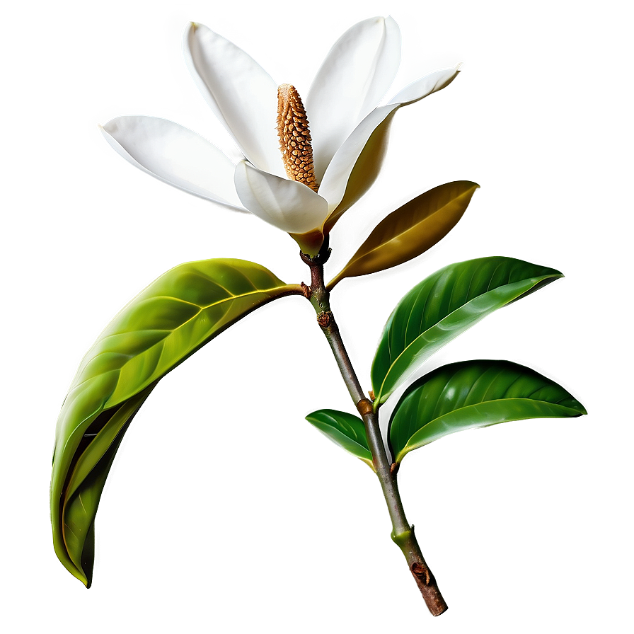 Magnolia Flower With Leaves Png Vap PNG Image