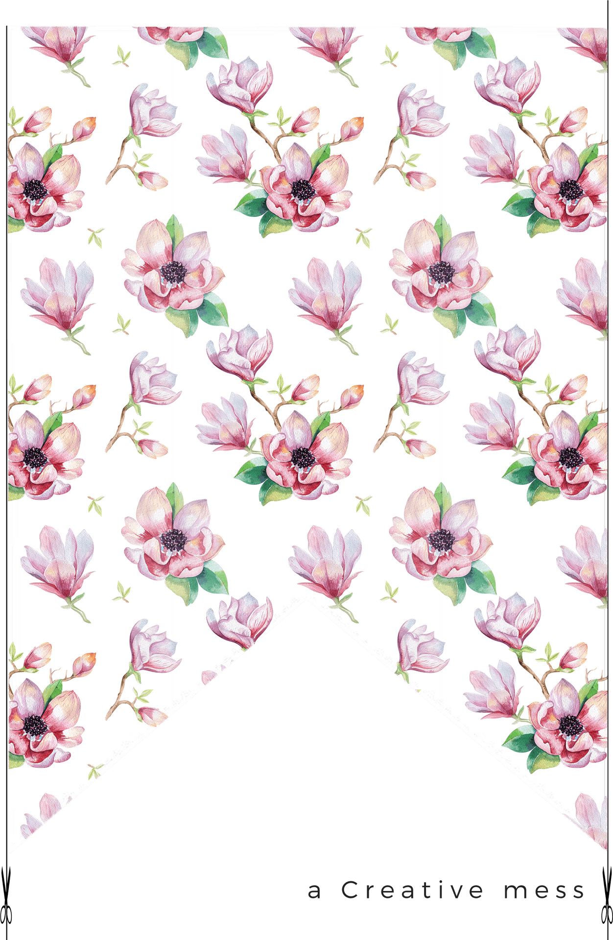 Magnolia Pattern Envelope Design PNG Image