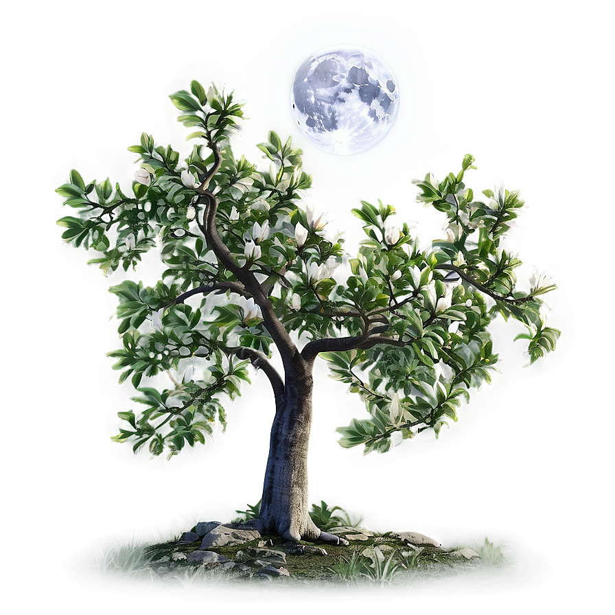 Magnolia Tree Under Moonlight Png Clq12 PNG Image