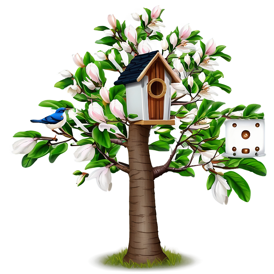 Magnolia Tree With Birdhouse Png Hih48 PNG Image