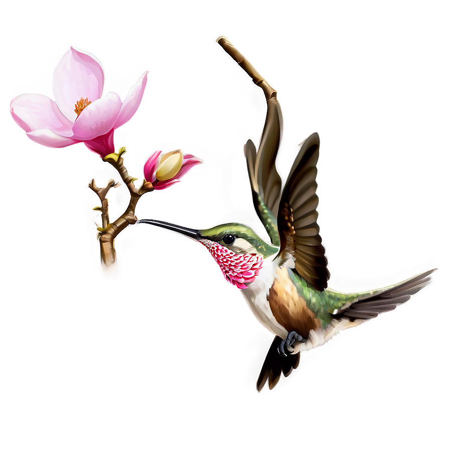 Magnolia With Hummingbird Png Jhd PNG Image