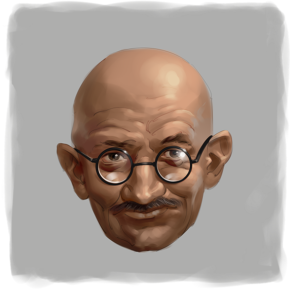 Mahatma Gandhi Caricature Artwork PNG Image