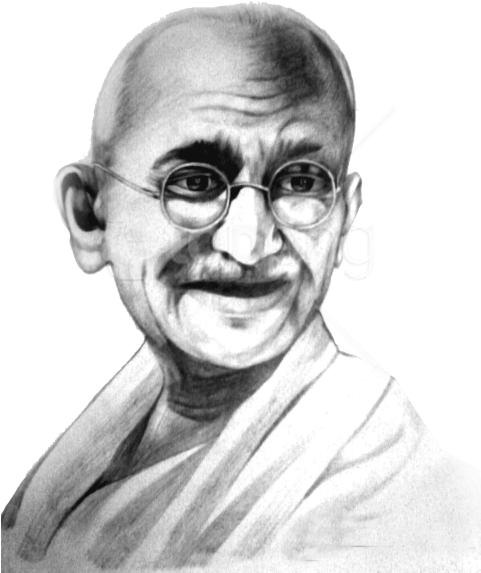 Mahatma Gandhi Portrait Sketch PNG Image