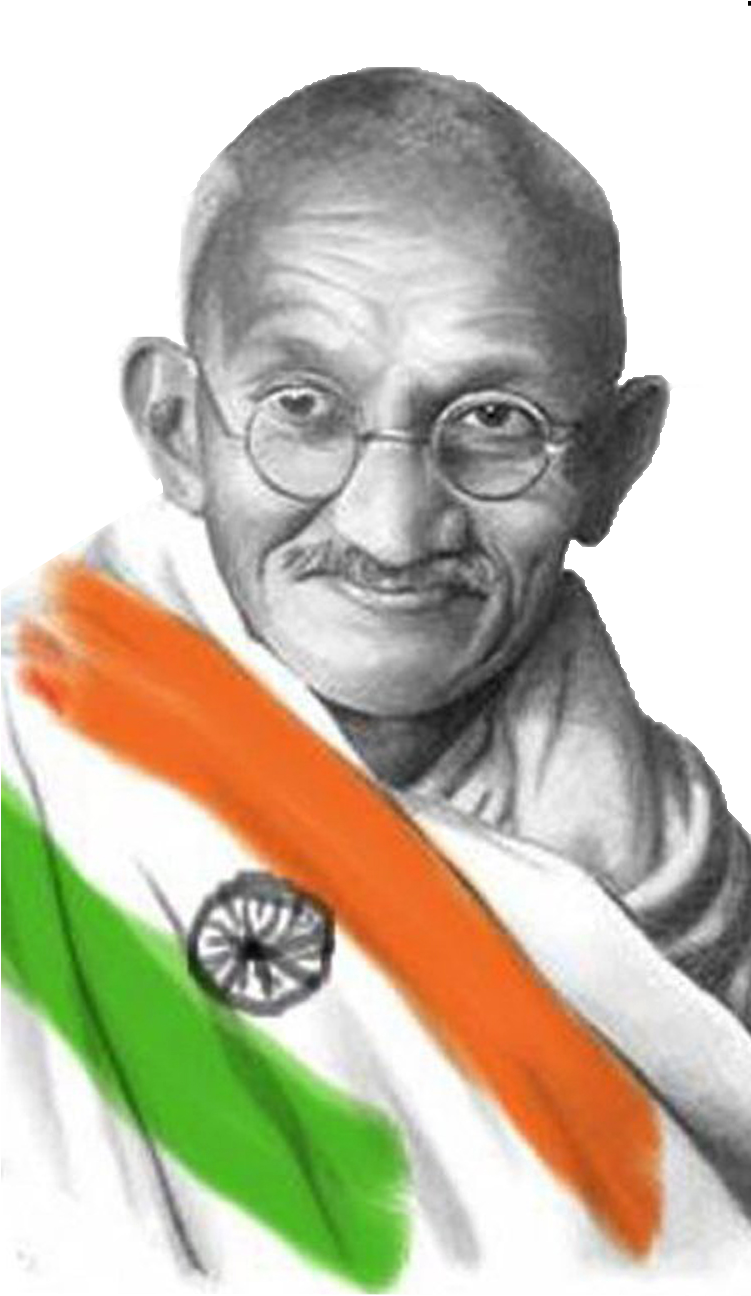 Mahatma Gandhi Portraitwith Indian Flag PNG Image