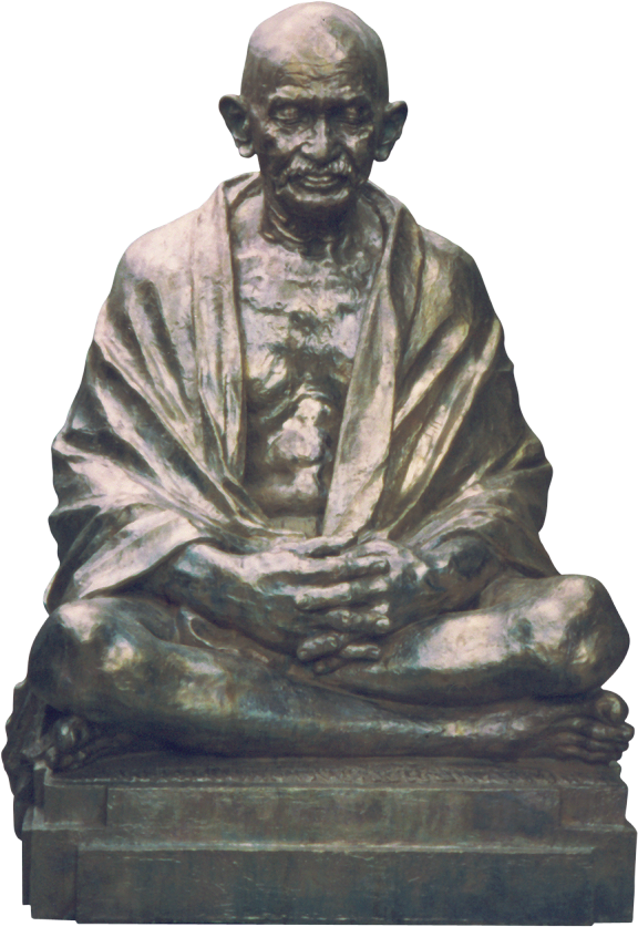 Mahatma Gandhi Statue Serene Pose PNG Image