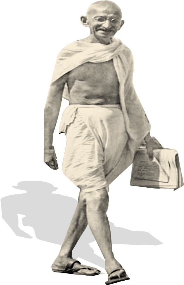 Mahatma Gandhi Walkingwith Book PNG Image