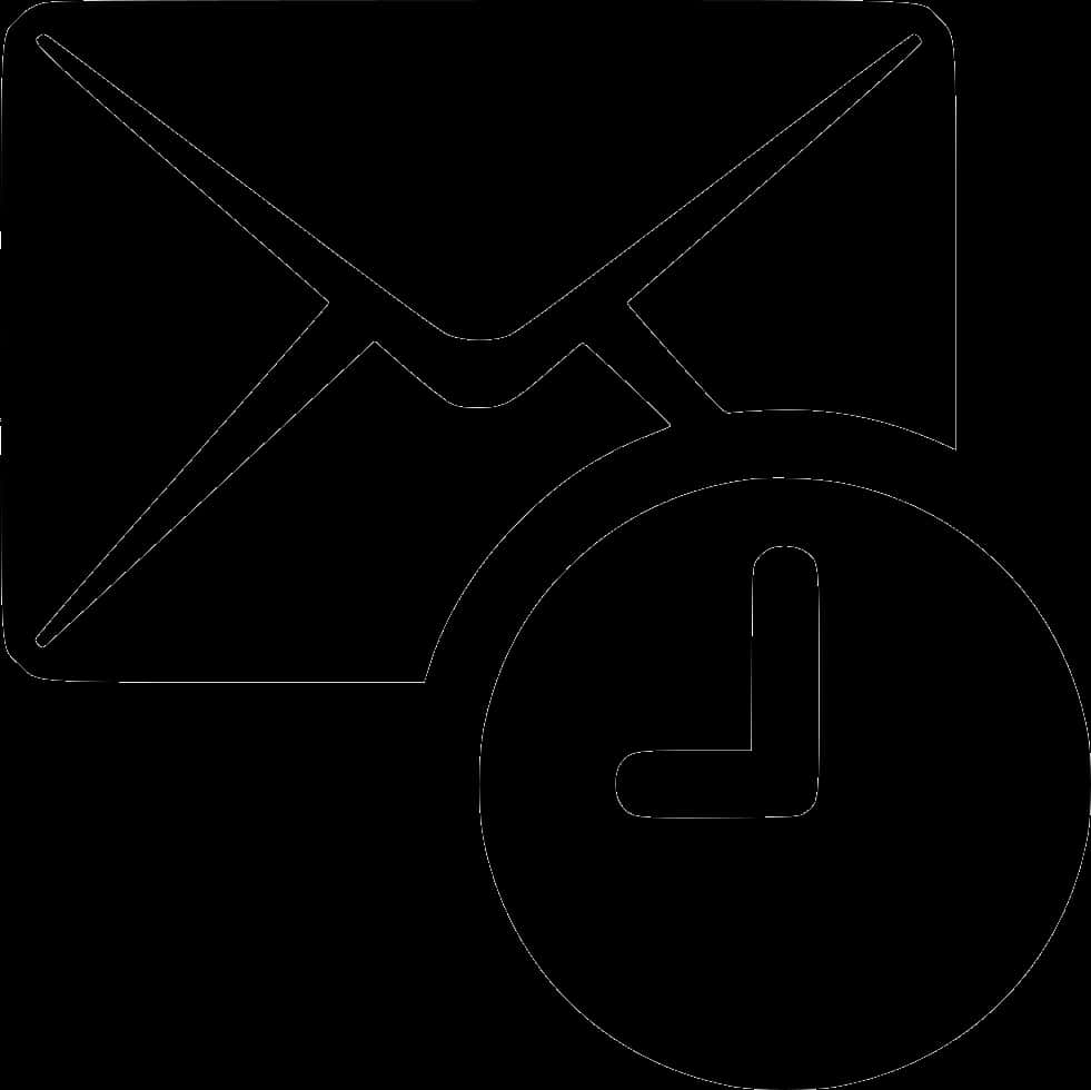 Mail Time Icon Black Outline PNG Image