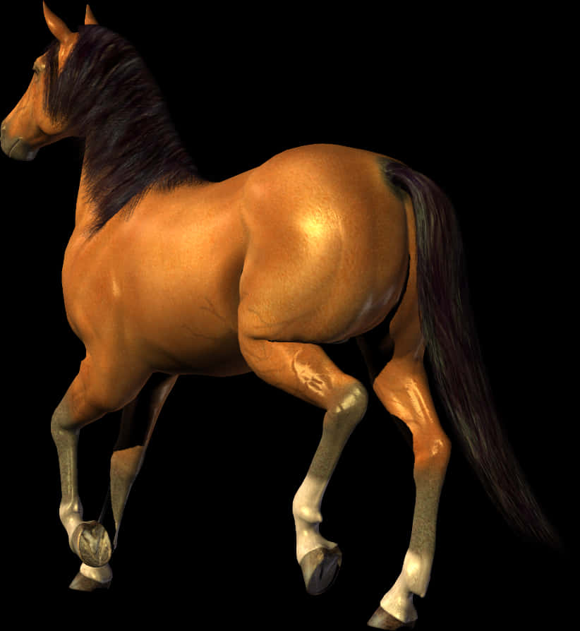 Majestic Bay Horse Profile PNG Image