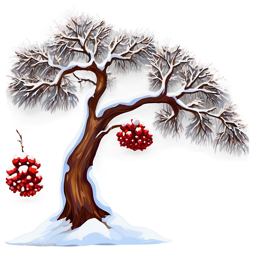 Majestic Big Tree In Snow Png Seg PNG Image