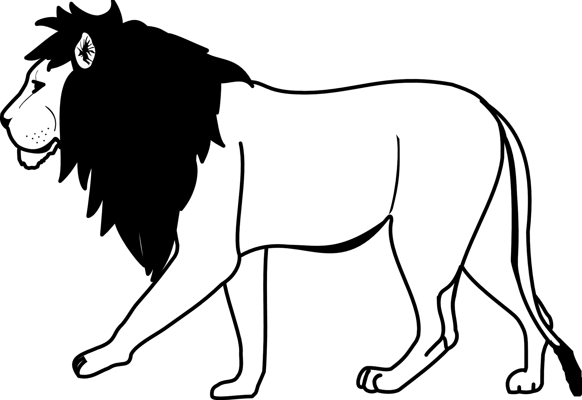 Majestic Black Maned Lion Illustration PNG Image