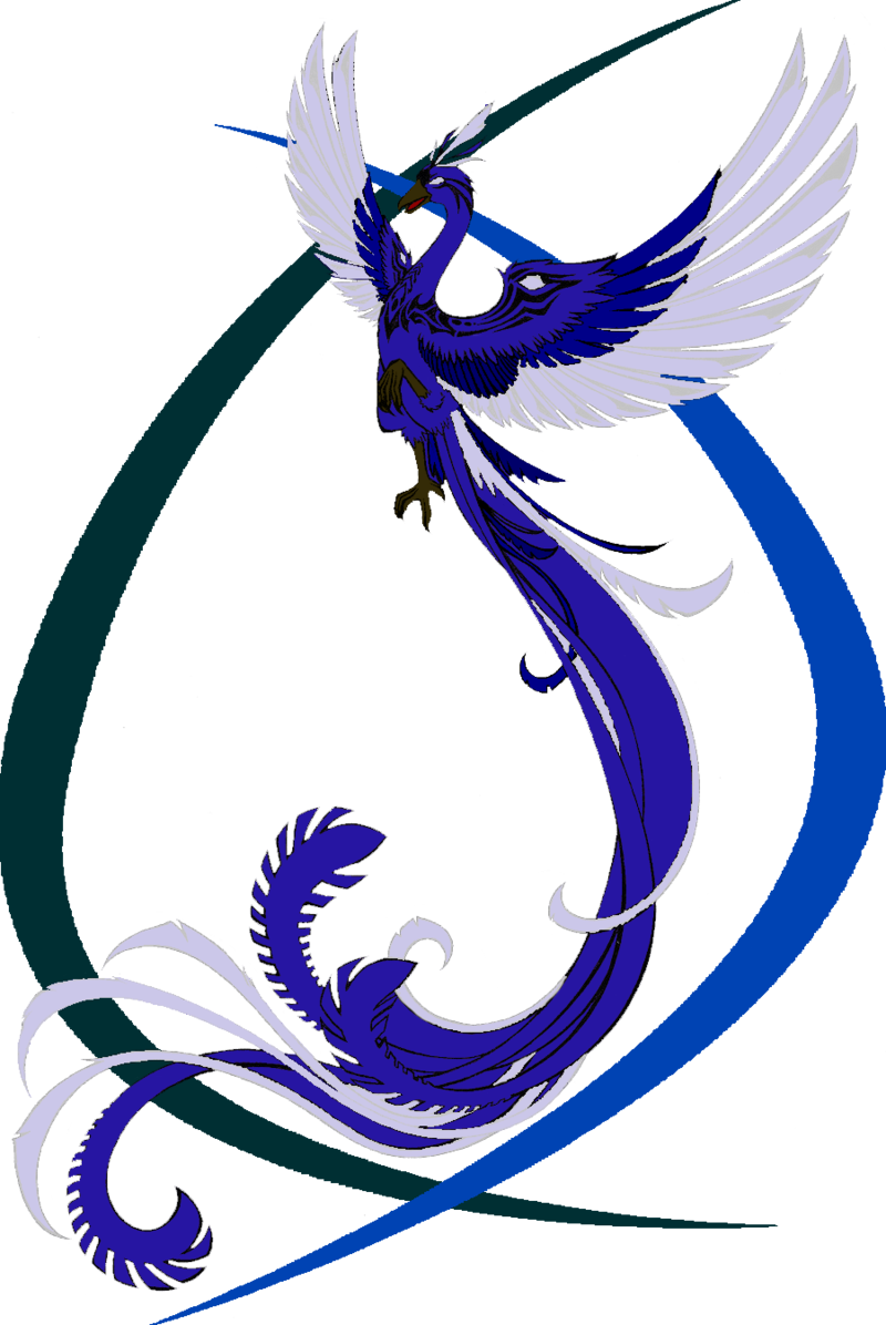 Majestic Blue Phoenix Art PNG Image