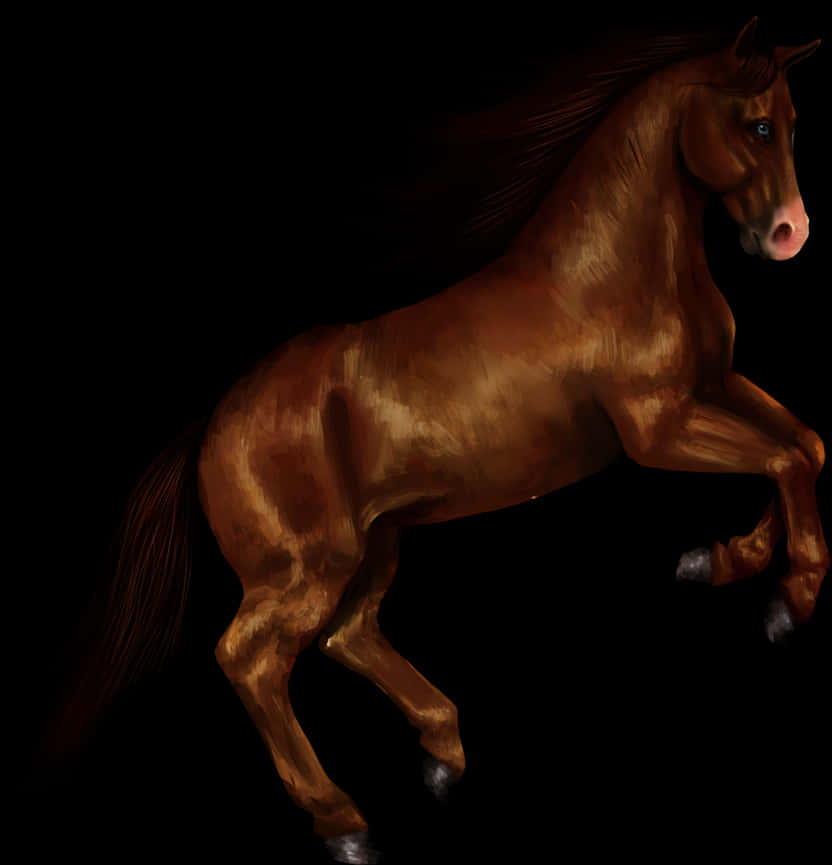 Majestic Brown Horsein Motion PNG Image