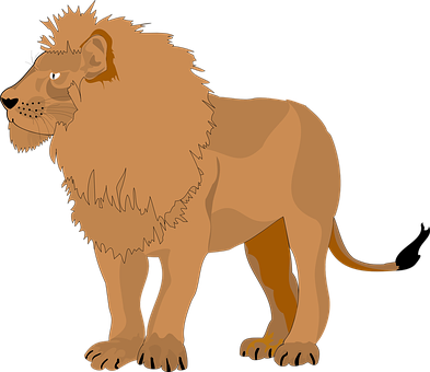 Majestic Brown Lion Illustration PNG Image