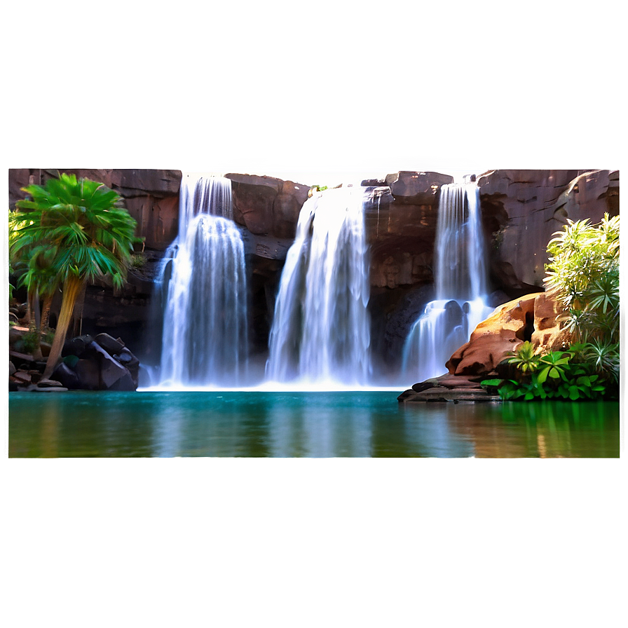 Majestic Waterfall Oasis Landscape Png 90 PNG Image