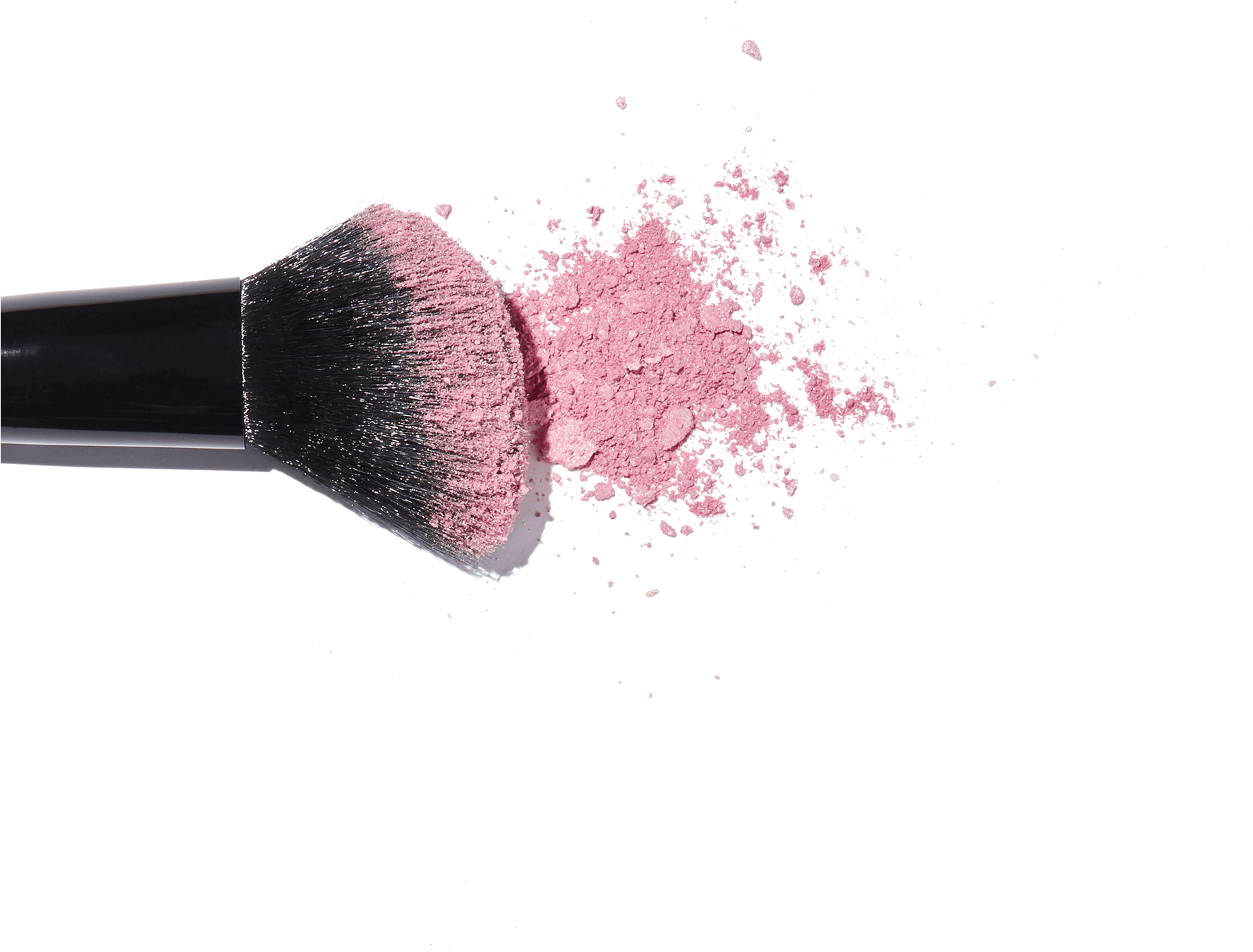 Makeup Brush With Pink Powder Explosion PNG Image