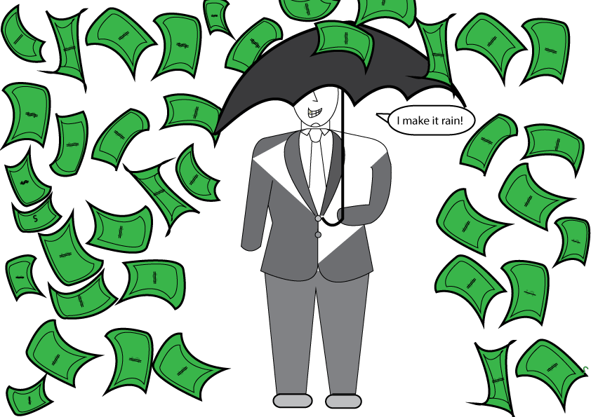 Making It Rain Cartoon Character PNG Image