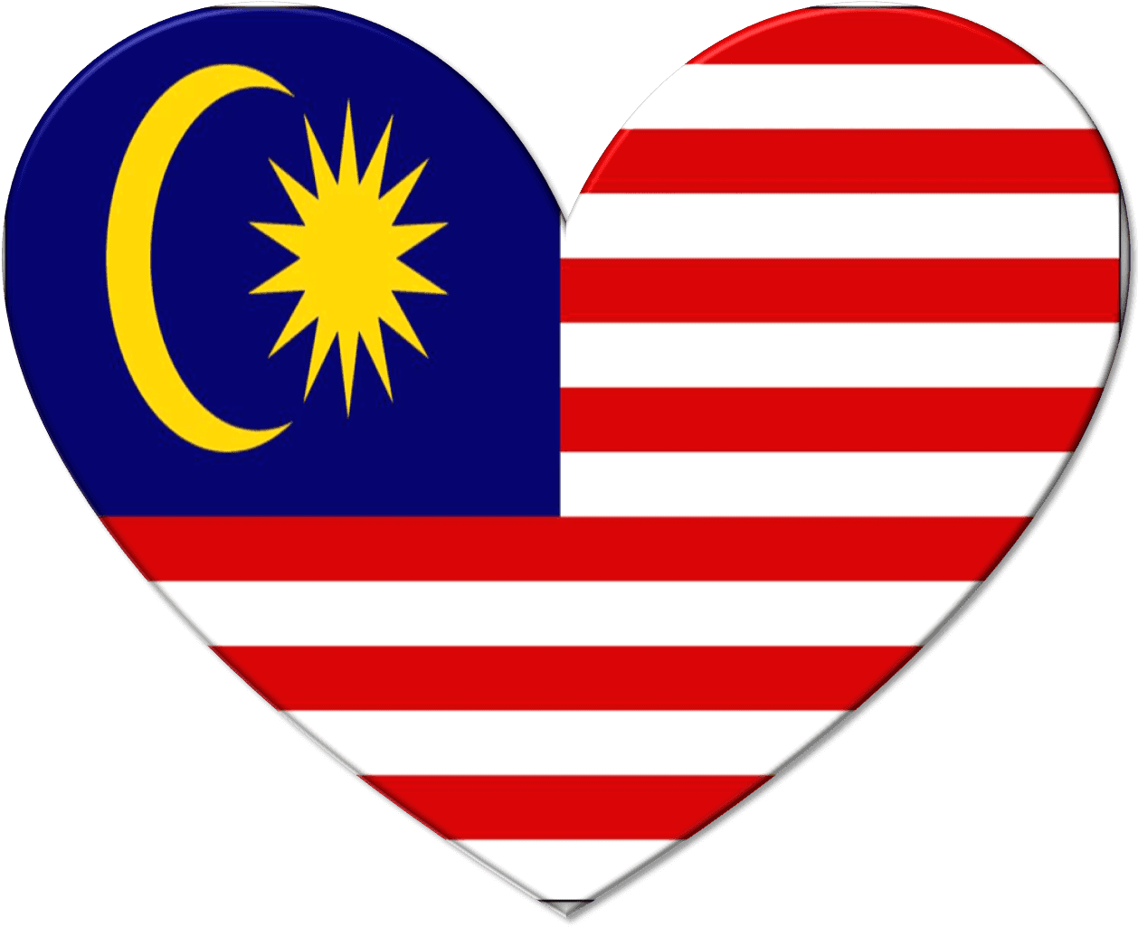 Malaysian Flag Heart Shaped PNG Image