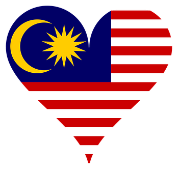 Malaysian Flag Heart Shaped Graphic PNG Image