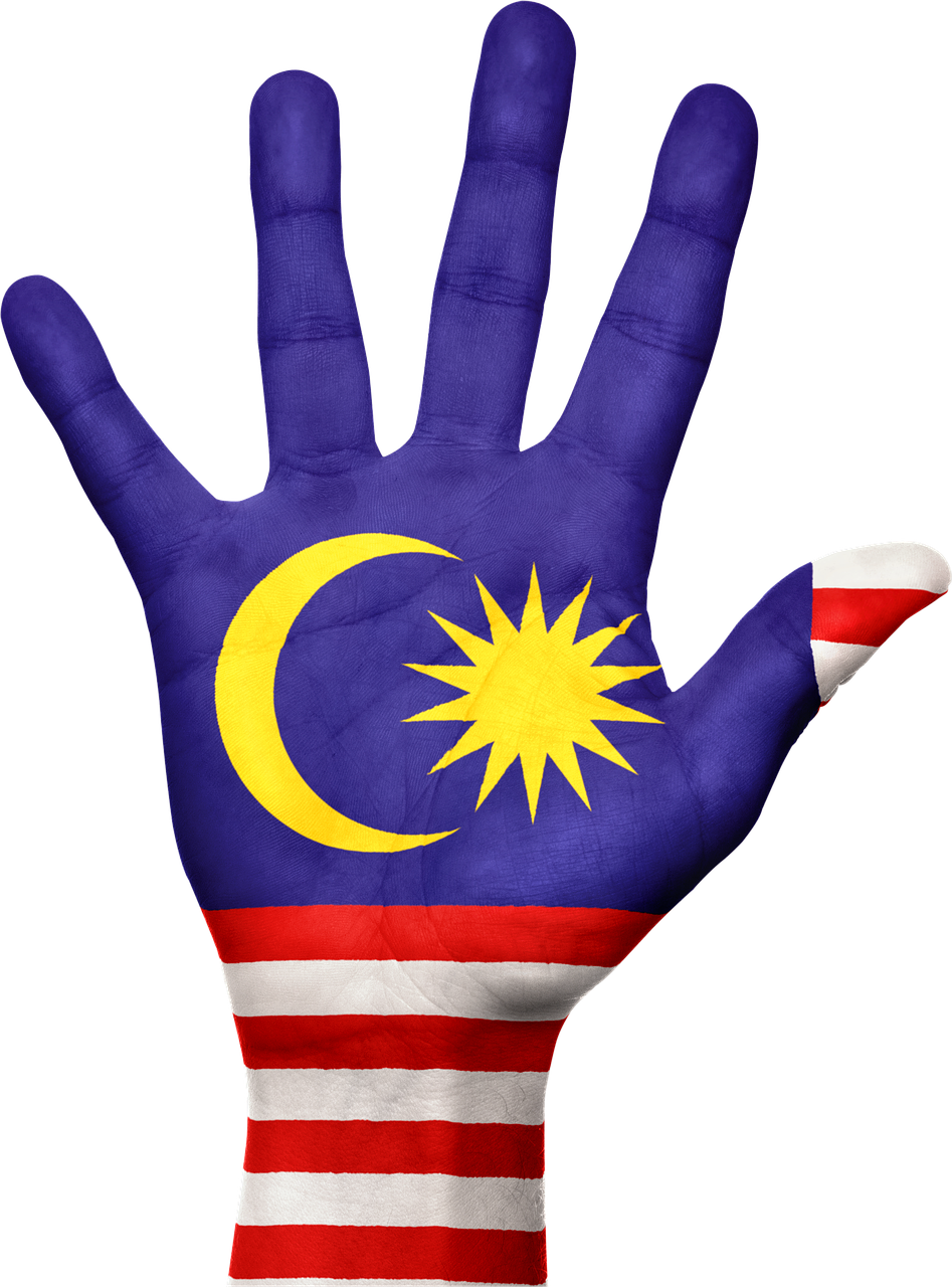 Malaysian Flag Painted Hand PNG Image