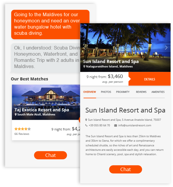 Maldives Honeymoon Resort Chatbot Interaction PNG Image