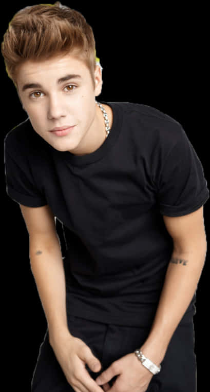 Male_ Celebrity_in_ Black_ Shirt_ Portrait PNG Image