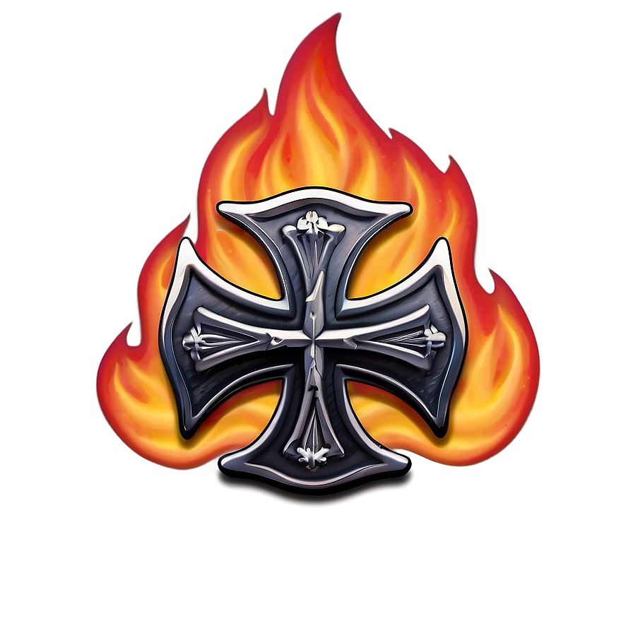 Maltese Cross With Flames Png Gur39 PNG Image